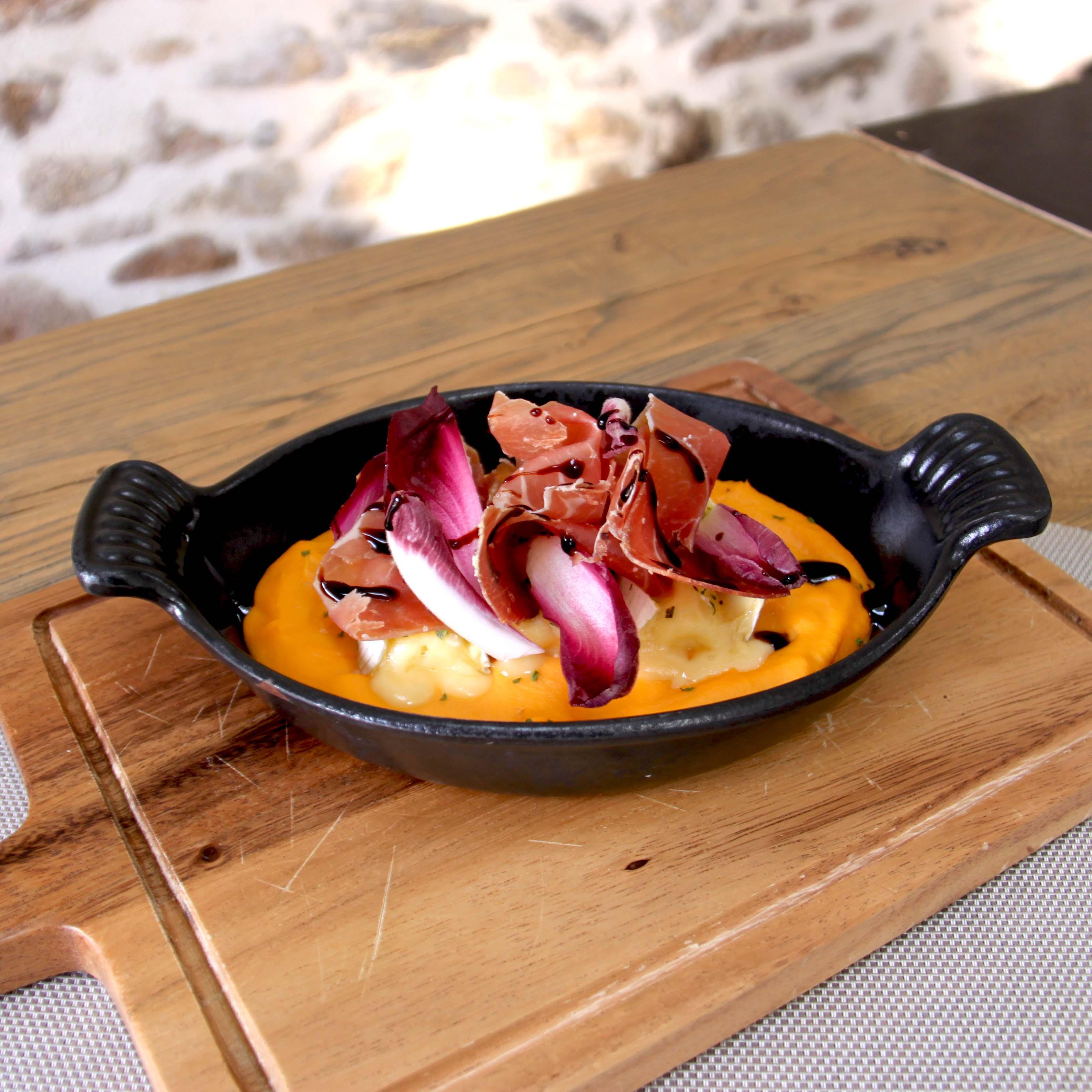 Ecrasée de patates douces au jambon cru